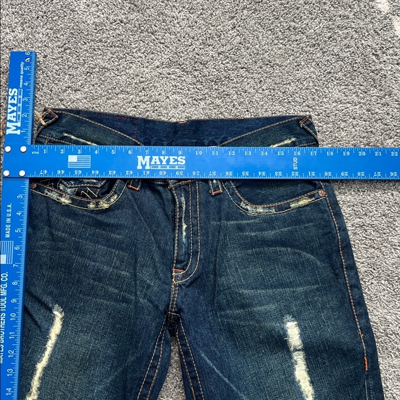 NWT True Religion Men’s Dark Blue Distressed Flared Bootcut #803 Jeans - 35/33 - Picture 9 of 12